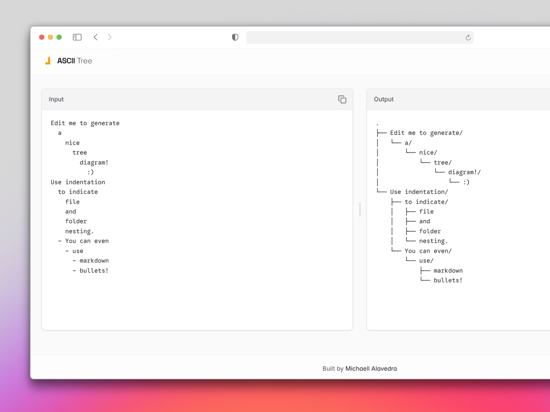 ASCII Tree screenshot